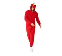 OppoSuits Erwachsene Unisex Elmo Onesie - Sesamstraße Einteiliger Schlafanzug - Lose Passform - Inklusive Taschen - Rot