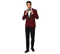 OppoSuits Formales Outfit für Männer - Premium Smoking - Tailliertes Outfit - Burgunderrot und Schwarz - Inklusive Blazer, Hose und Fliege - Größe US 36