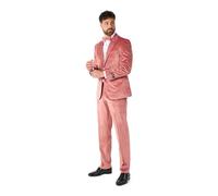 OppoSuits Formales Outfit für Männer - Premium Smoking - Tailliertes Outfit - Rosafarbener Samtdruck - Inklusive Blazer, Hose und Fliege