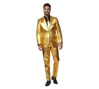 OppoSuits Fun Ugly Christmas Suits for Men - Full Suit: Jacket, Pants & Tie, Groovy Gold, 48