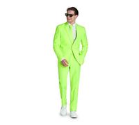 OppoSuits Fun Ugly Christmas Suits for Men - Full Suit: Jacket, Pants & Tie, Neon Lucky Lime, 52