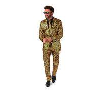 OppoSuits Glänzender Star-Anzug für Herren - Weihnachts- und Silvester-Party-Outfit - Inklusive Blazer, Hose und Krawatte - Schwarz