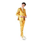 OppoSuits Groovy Gold Glänzender Anzug für Teenager-Jungen - Abschlussball- und Hochzeitsfeier-Outfit - einschließlich Blazer, Hose und Krawatte - Gold - Größe 14 Jahre