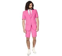 OppoSuits Herren Men Suit Business-Anzug Hosen-Set Inklusive Shorts, Kurzarmjacke & Krawatte, Mr.Pink, 48 EU