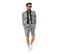 OppoSuits Herren Sommer Zazzy Zebra Anzug - Perfekt für den Sommer - Tropische Partys - Inklusive Blazer, Shorts und Krawatte - Schwarz - Größe US 42