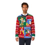 OppoSuits Herren Sonic Weihnachtspullover - Offiziell lizenzierter SEGA Gaming-Holiday-Strick - Festlicher Sonic The Hedgehog Rundhals-Pullover