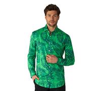 OppoSuits Herrenhemd - Offizielles DC Comics Warner Bros - The Joker â„¢ Button-Down-Hemd - Tailliertes Hemd - Grün - Langärmliges