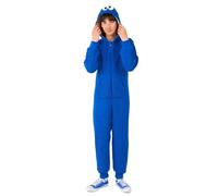 OppoSuits Kinder Cookie Monster Onesie - Sesamstraße Einteiliger Schlafanzug - Lose Passform - Inklusive Taschen - Blau