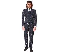 OppoSuits Lustige Abschlussball Anzüge für Herren - Komplettes Set: Jackett, Hose und Krawatte, Schwarz, 56 EU