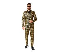 OppoSuits Lustiger Partyanzug für Herren - glänzende Schlange - kompletter Anzug mit Jacke, Hose und Krawatte, Glänzende Schlange, 52