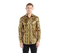 OppoSuits Men's Shiny Snake Shirt - Glänzendes Partyhemd - Weihnachts- und Motto-Party-Outfit - Inklusive 1 Button-Up Shirt - Glänzende Schlangenhaut - Langarm