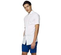 OppoSuits Men's Short Shirt - Kurzärmeliges Button Down Dress Shirt - Tailliertes Outfit - Weiß