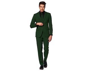 OppoSuits Modisch Party Einfarbige Anzüge für Herren - Mit Jackett, Hose und Krawatte, Grün (Glorious Green), 62