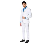 OppoSuits Modisch Party Einfarbige Anzüge für Herren - Mit Jackett, Hose und Krawatte, Weiß (White Knight), 56 EU