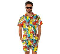 OppoSuits Pika Pikachu Sommer Kombi - Größe: L - Kurzer Sommer-Anzug mit Pokemon Motiv - Lustiger Beach-Party-Dress