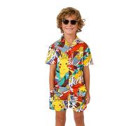OppoSuits Sommer-Set für Kinder - 2-teiliges Pokémon Beach Wear Set - Pikachu Gelb - Passendes Hemd und Shorts