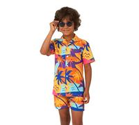 OppoSuits Sommer-Set für Kinder - 2-teiliges Strandbekleidungs-Set - Palm Power Gelb - Passendes Hemd und Shorts