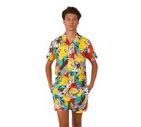 OppoSuits Sommer-Set für Teenager - 2-teiliges Pokémon Beach Wear Set - Pikachu Gelb - Passendes Hemd und Shorts