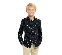 OppoSuits Teen Boys - Pac Man Labyrinth - Hemd - Junge - Schwarz - Lange Ärmel - Größe 14 Jahre