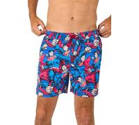 OppoSuits The Man of Steel Badeshorts für Herren - Offizielle Batman Strand- und Poolshorts - Lockerer Schnitt - Mit Kordelzug & Reißverschlüssen - Mehrfarbig