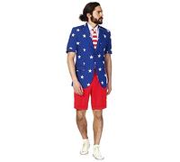 OppoSuits USA Anzug - Tailliertes Outfit - Inklusive passender Kurzarm-Blazerjacke, Hose & Krawatte - Perfekt für patriotische Outfits