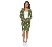 Opposuits Weihnachtsanzüge für Frauen in verschiedenen Drucken - besteht aus Sakko und Rock, Santababe, Grün, 36