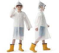 Opret 2 Stück Regenponcho Kinder, Wiederverwendbar Wasserdicht Regencape Kinder mit Kapuze und Ärmeln, Eva Atmungsaktiv Regenschutz Regenmantel für Mädchen Jungen Wandern Camping Reisen