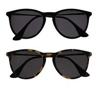 OPULIZE Jet Sonnen Leser Brille 2er Pack Stilvoller großer Designer-Rahmen Kratzfest Getönte Linse UV400-Schutz Schwarzgummierte Vorderseite Schildpattbraune Herren Damen SS96-12 +2.00