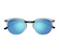 OPULIZE Met Sonnen Leser Brille Schlank Runder Rahmen Federscharniere Blau Verspiegelt Getönte Linse UV400-Schutz Transparent Kristall Schwarze Bügel Herren Damen S60-C -3.00
