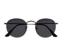 OPULIZE Sol Sonnen Leser Brille Dünner Rand Runde Retro-Metallfassungen Kratzfest Getönte Linse UV400-Schutz Metallgrau Schwarze Spitzen Herren Damen S94-7 +2.50