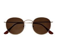 OPULIZE Sol Sonnen Leser Brille Dünner Rand Runde Retro-Metallfassungen Kratzfest Getönte Linse UV400-Schutz Gold Transparenter Spitzen Herren Damen S94-9 +3.00