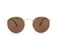 Opulize Sol Sonnenbrille Dünner Rand Runde Retro-Metallfassungen Kratzfest Getönte Linse UV400-Schutz Gold Braun Spitzen Herren Damen S94-9