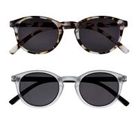 OPULIZE Zen Sonnen Leser Brille 2er Pack Kleine Runde Rahmen Federscharniere Kratzfeste Getönte Linse UV400-Schutz Licht Braun Schildpatt Herren Damen SS24-1TC +3.00