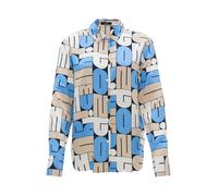 OPUS Damen Langarmbluse | Printbluse FUMIRA Regular aus Reiner Viskose Blue Salt, 38