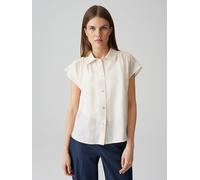 OPUS Damen Kurzarmbluse | Satinbluse FAIRI Loose mit femininen Raffungen Natural Glaze, 36