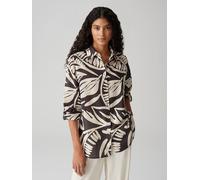 OPUS Damen Langarmbluse | Zweifarbige Printbluse FUMINE Tropical aus luftiger Baumwolle Midnight Brown, 38