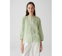 OPUS Damen Dreiviertelarmbluse | Printbluse FAMELIA Regular mit feiner Jacquard Struktur Green Glow, 42