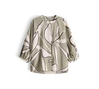 Opus - Locker geschnittene Bluse mit Stehkragen und grafischem Print beige/grün - Gr. - 36