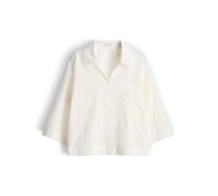 Opus Fashion Damenbluse Famoni – Boxy Fit mit Stitchings, Weiß Größe 40