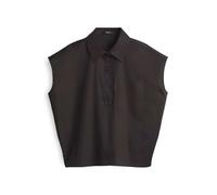OPUS Damen Kurzarmbluse | FAJORA Regular Shirtbluse aus Baumwollstretch Midnight Brown, 38