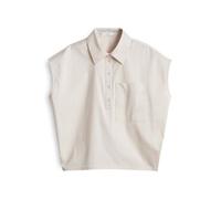 Opus Damen Kurzarmbluse Fajora aus Baumwollstretch Beige Größe 36