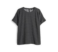 OPUS Damen Kurzarmbluse | FEMKA London Loose Blusenshirt mit grafischem Minimalprint Coal Blue, S