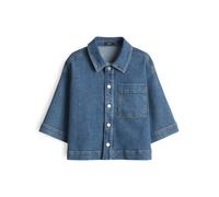 OPUS Damen Kurzarmbluse | FEMSE Loose Boxy Hemdbluse aus weichem Denim mid Lane Blue, M