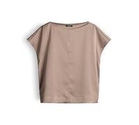 Opus Blusentop Festiva Damen, aus glänzendem Satin, Kurzarm, Taupe, Größe 42