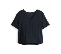 Opus Fashion Damen Kurzarmbluse Filka – Loose, leichter Viskosemix, Boxy Fit, Coal Blue, Größe 44