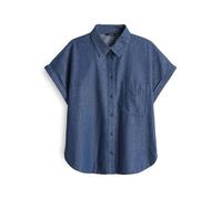 Opus Damen Kurzarmbluse Folmes – Loose Jeansbluse aus Chambray Blau Größe 36