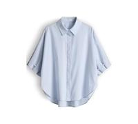 OPUS Damen Kurzarmbluse | Hemdbluse aus Baumwoll Popelin Loose Fit Seasalt, 42