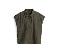 OPUS Damen Kurzarmbluse | Hemdbluse FALME mit sommerlicher Allover Stickerei Olive Leaf, L