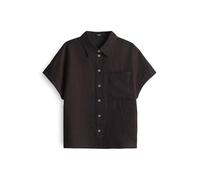 OPUS Damen Kurzarmbluse | Hemdbluse Felisa Regular aus Leinen Midnight Brown, 38