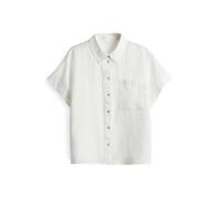 OPUS Damen Kurzarmbluse | Hemdbluse Felisa Regular aus Leinen Milk, 40